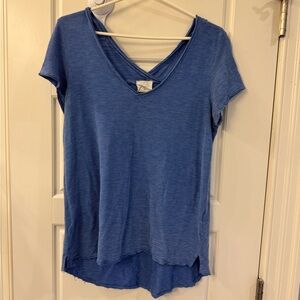 T.La Short Sleeve Blue V-Neck Tee